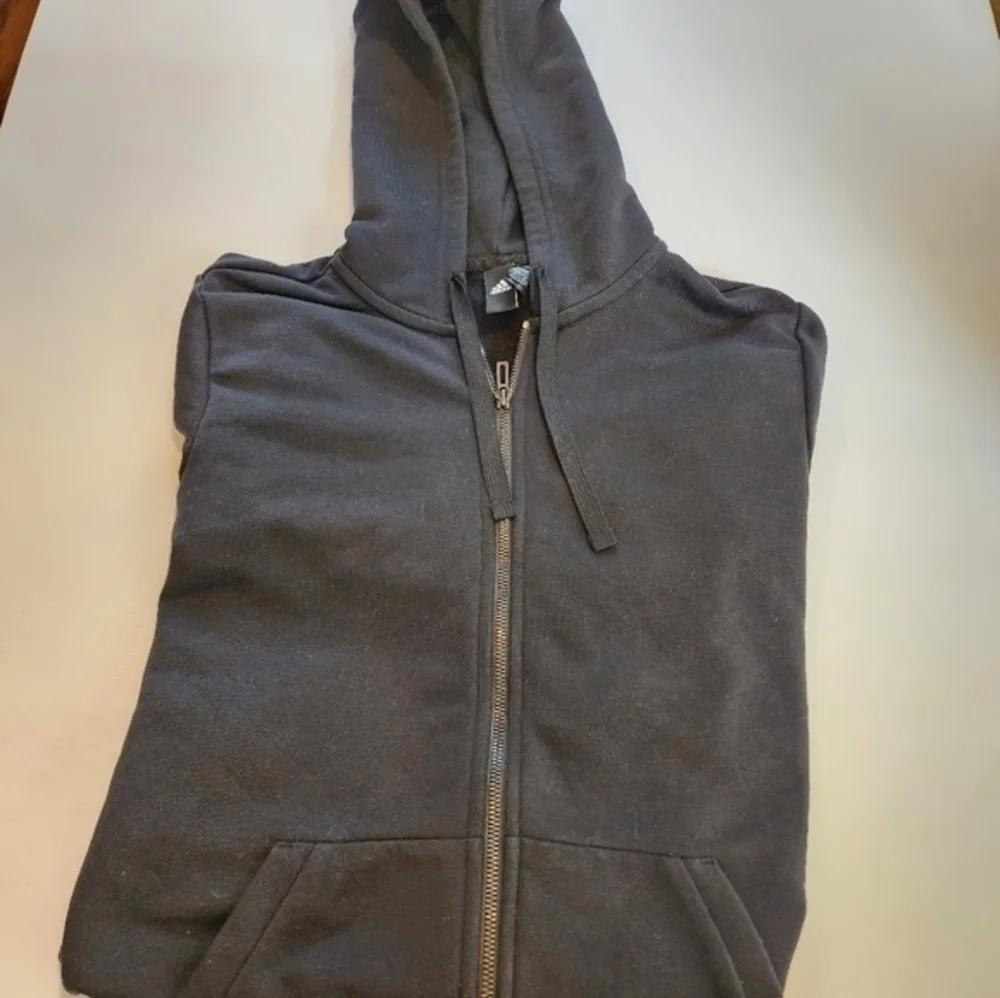Adidas Black Front Zipper Hoodie Size‎ Large (16-18)